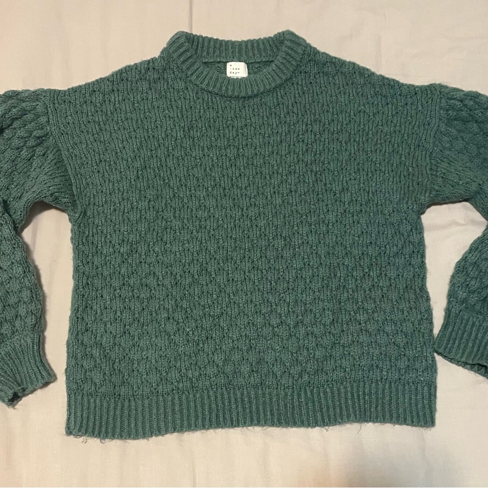 a new day Textured Green Crew Neck Sweater